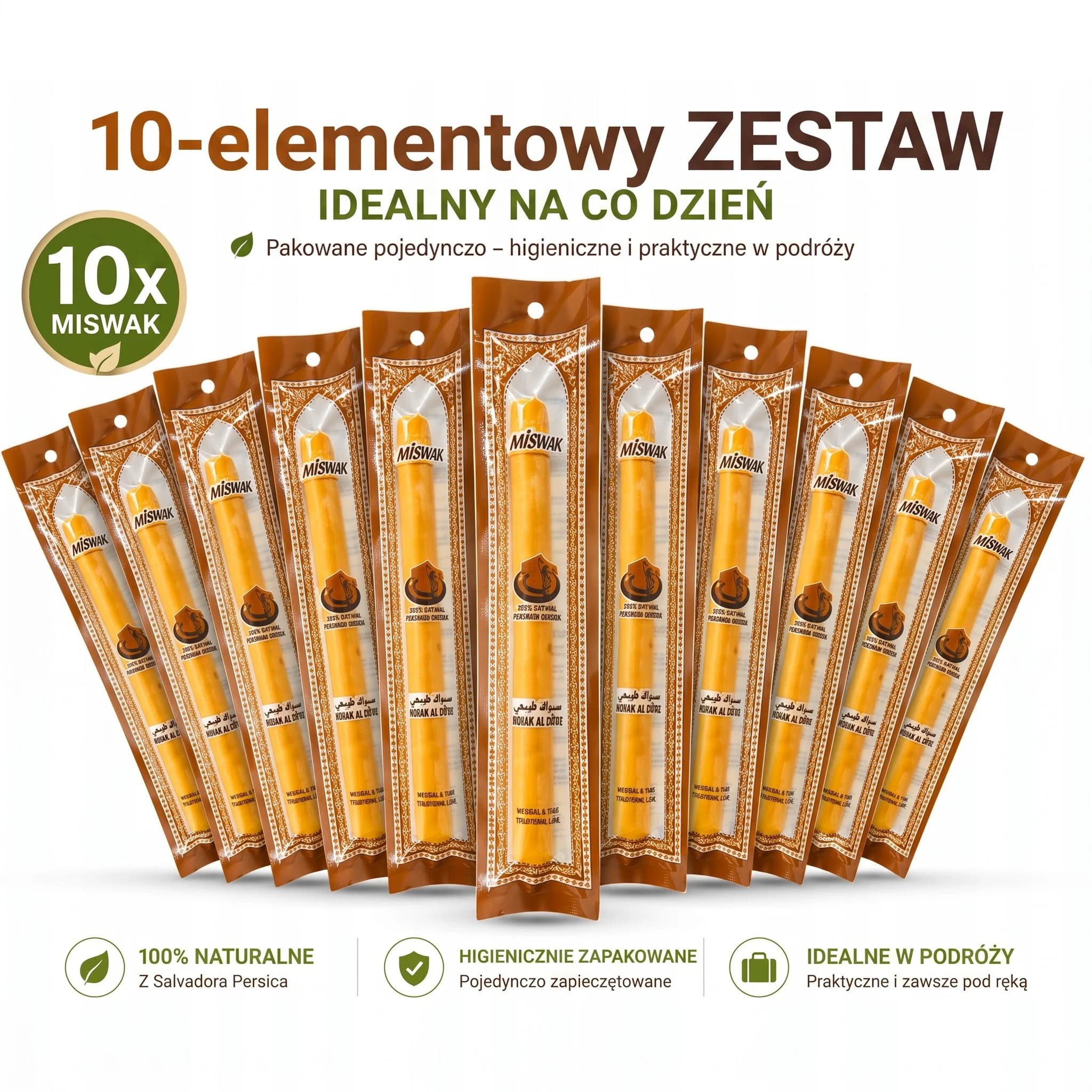 Miswak naturalna szczoteczka — zestaw 10 sztuk